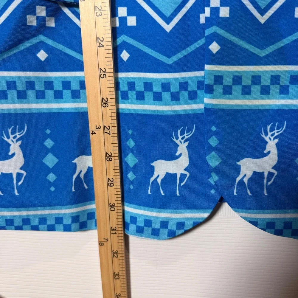 OffStream Blue Reindeer Fair Isle Ugly Christmas Blazer Jacket Men L 52-54 42-44